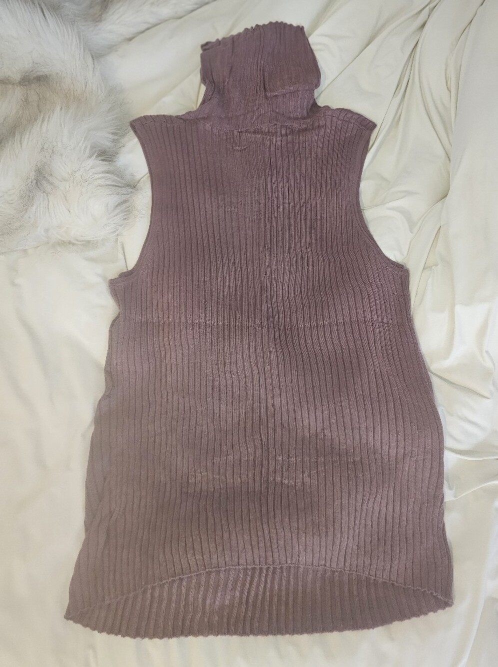 Express Mauve Ribbed Sleeveless Turtleneck Sweater Top